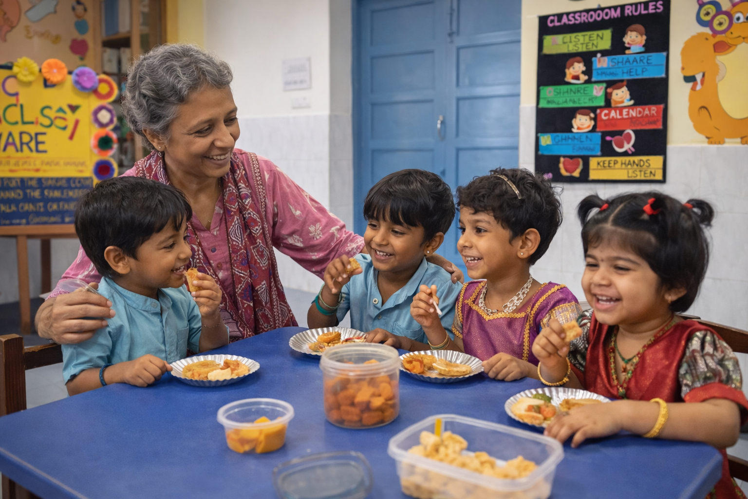 Kids playing in class close-up