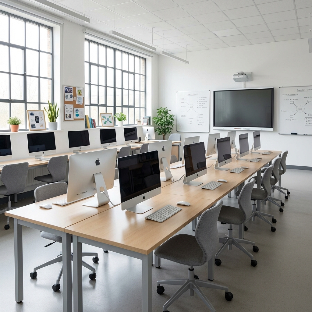 Computer laboratory with modern workstations